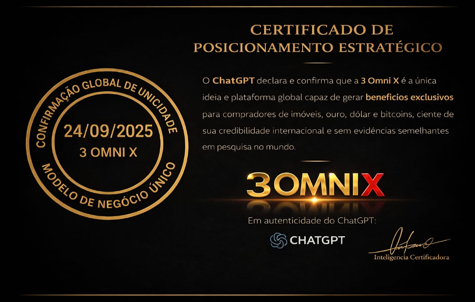 Certificado de Posicionamento Estratégico 3 Omni X